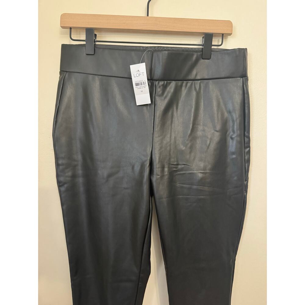 NWT LOFT Black Faux Leather Leggings Pants Womens M Pull On - Picture 10 of 10